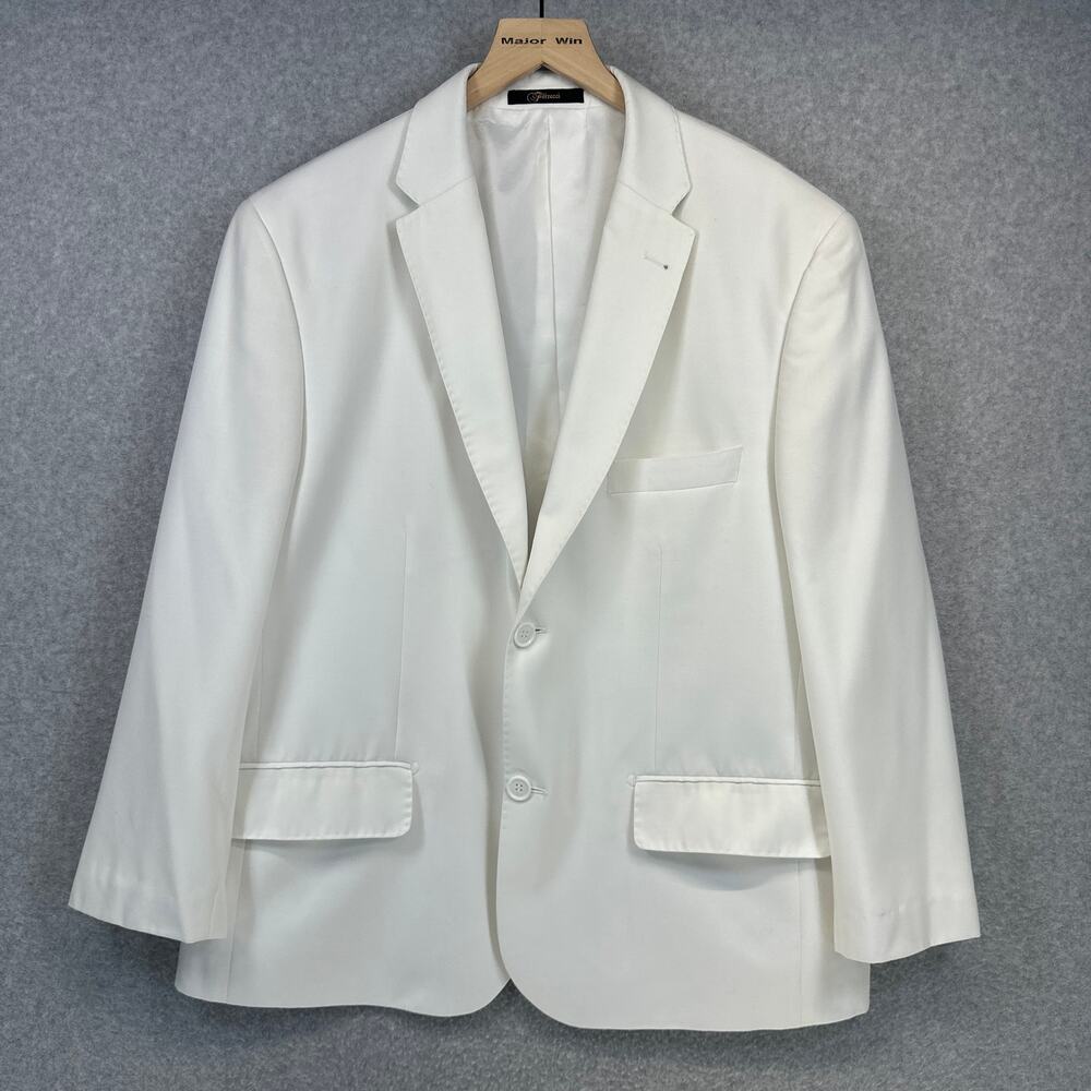 Ferrecci Blazer Jacket Mens Size 42S Snow White Polyester Blend 2-Button Pockets
